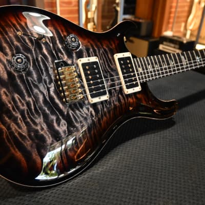 PRS Wood Library Custom 24 Lefty 10-Top Quilt One Piece Top Charcoal Tri-Color Burst #0411 image 3