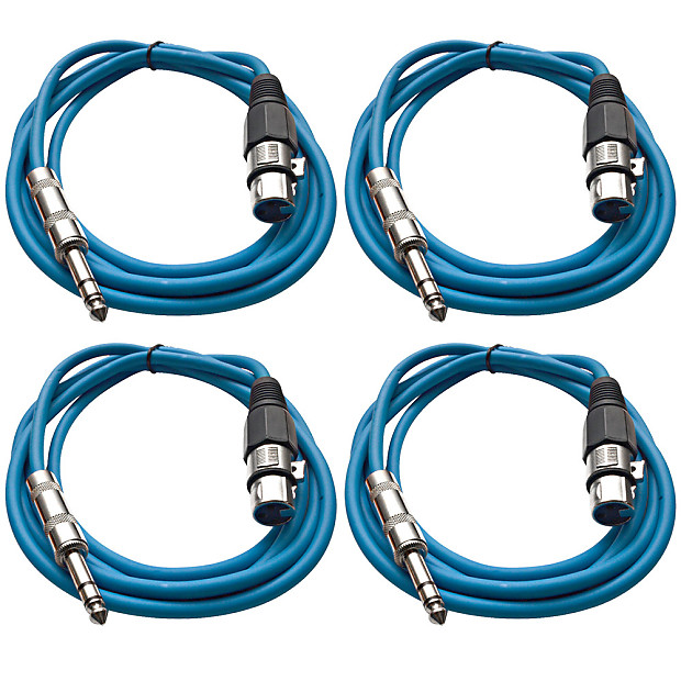 Seismic Audio SATRXL-F6-4BLUE 1/4" TRS Male to XLR Female Patch Cables - 6' (4-Pack) image 1