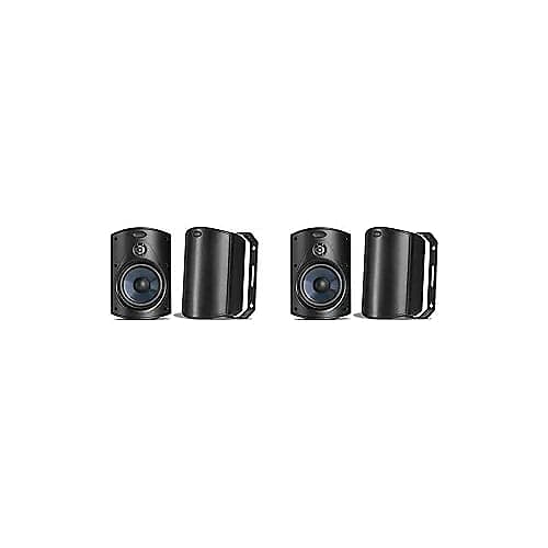 Polk Audio Atrium 4 Outdoor Speakers with Bass Reflex Enclosure | 4 Speaker Pack (2 Pairs, Black) - All-Weather Durability | Broad Sound Coverage | Speed-Lock Mounting System | 4 Speakers (Black) image 1
