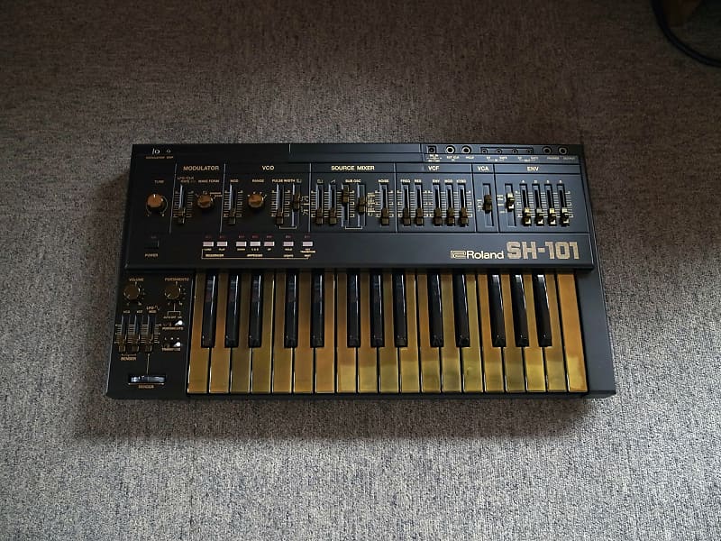 Roland SH-101 black & gold custom by ghostinmpc | Reverb