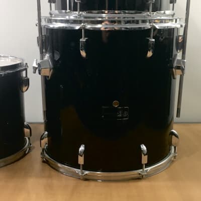 3 Vintage 1990s Groove Percussion Black Power Toms 12/13/16 Acoustic Drums 16x16 Floor Tom + Legs image 8