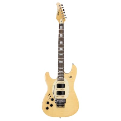 Sawtooth ES Hybrid Left-Handed Electric Guitar with Original Floyd Rose, Natural Flame Maple, with ChromaCast Gig Bag image 2