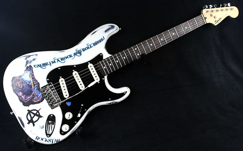 Custom Painted and Upgraded Fender Squier Bullet Strat Series - Aged and  Worn with Custom Graphics