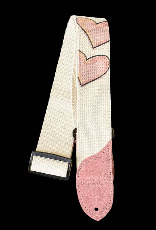 DAISY ROCK DRS09 pink hearts pattern cotton guitar strap NEW image 1