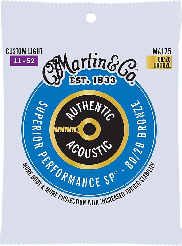 Martin MA175 Authentic Acoustic SP 80/20 Bronze Guitar Strings, Custom Light image 1