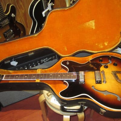1965 Hagstrom Viking Hollowbody Electric Sunburst w. Original Hard Case image 4