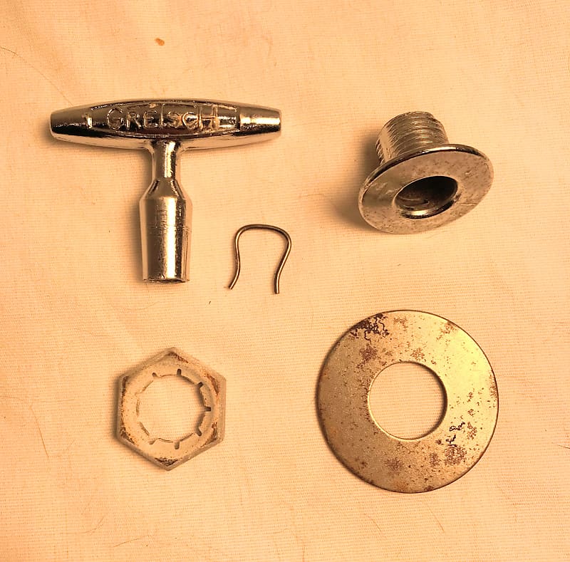 Gretsch 60's Round Badge Drum Key Holder clip w/Barrel Key Reverb