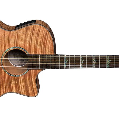 Luna High Tide Exotic Mahogany Satin Natural CAW Acoustic-Electric -Free Shipping! HT EXM GCE image 2