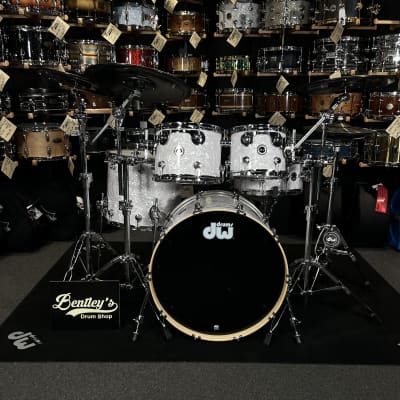 DWe Electronic Acoustic Drum Set Kit 10/12/16/22" with 14" Matching Snare, Hardware Pack, & Cymbal Pack in White Marine Pearl image 2