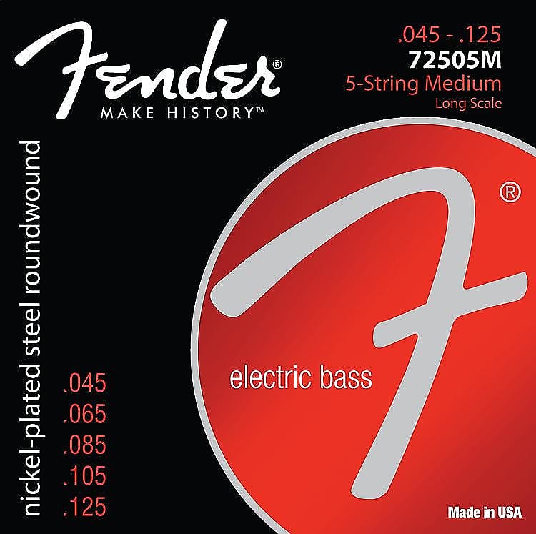Fender 7250-5M Nickel Plated Steel Long Scale Medium 5-String Bass Strings image 1