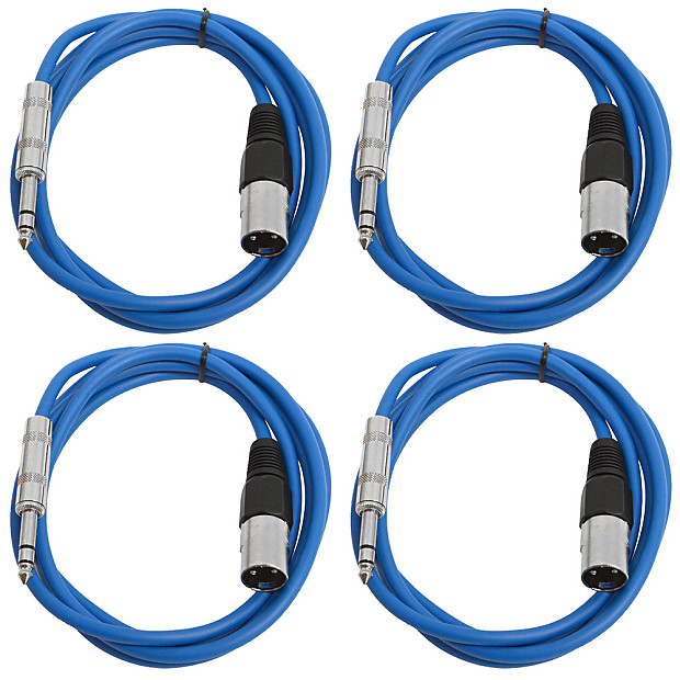 Seismic Audio SATRXL-M6-4BLUE 1/4" TRS Male to XLR Male Patch Cables - 6' (4-Pack) image 1