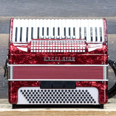 Excelsior Model 1308 41-Key 120-Bass 7-Treble Switch Red Piano Accordion w/Case image 1