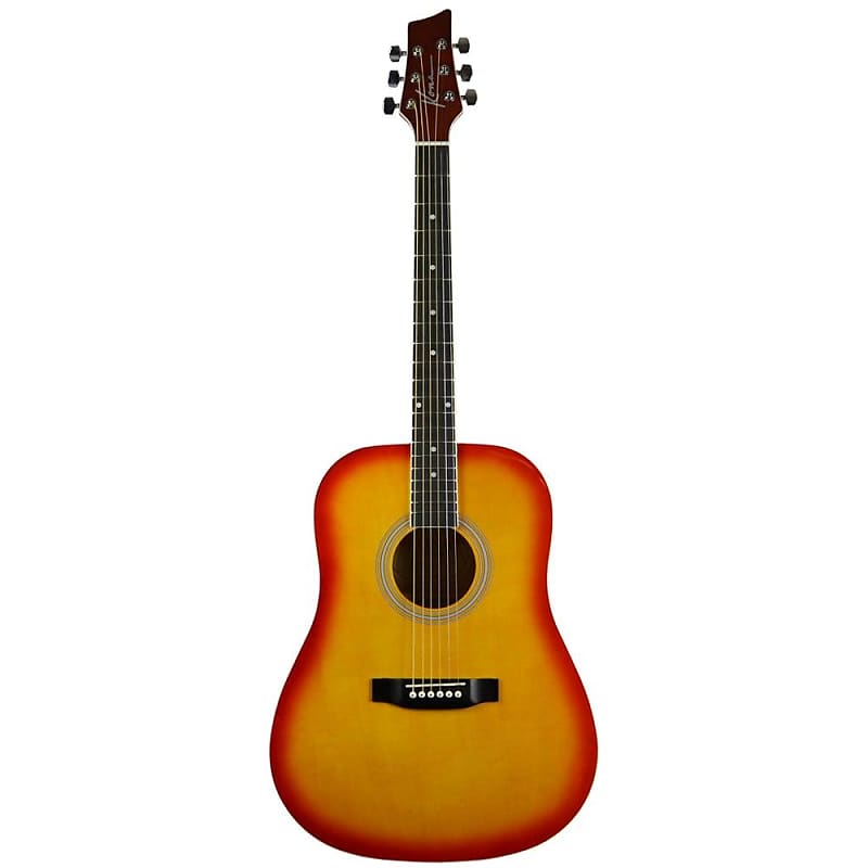 Kona K2TRD Thin Body Acoustic Electric Guitar, Transparent Red