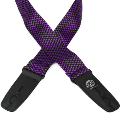 Lock-It Straps Professional Gig Series 2" Purple Checker Poly Strap with Locking Ends image 1
