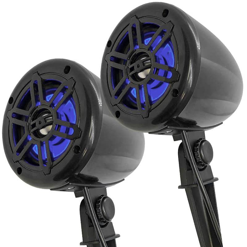 Seismic Audio - SA-SBL-LED - Pair of 4 Inch 2-Way Outdoor Speakers with LED Lights 300 Watts image 1