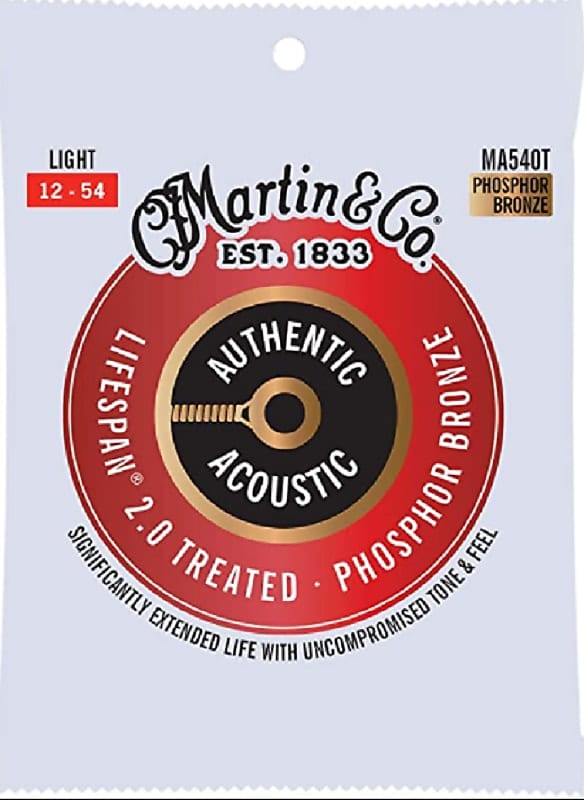 Martin MA540TLifespan 2.0 80/20 Phosphor Bronze Light Acoustic Guitar Strings image 1