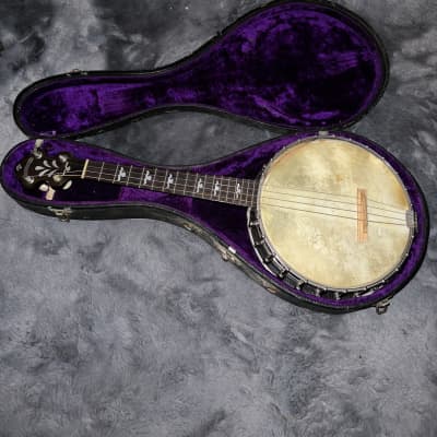 Langstyle Banjo uke :travel tenor banjo 1920’s - Walnut Laquer Nickel Parts image 5