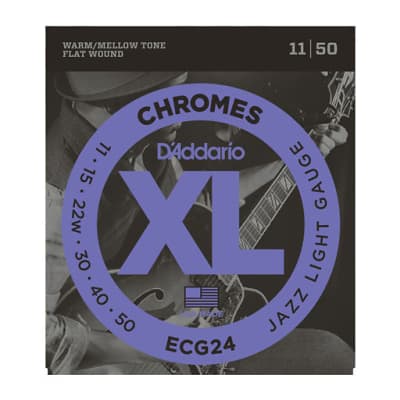 D’Addario ECG24 Chromes Flat Wound Electric Guitar Strings Jazz Light 11-50 image 1