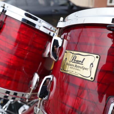 Pearl Masters Retro-Spec Red Onyx Pearl 4pc Maple Shell Pack w/ hdw.+ Holders | 10, 12, 14, 22" image 4