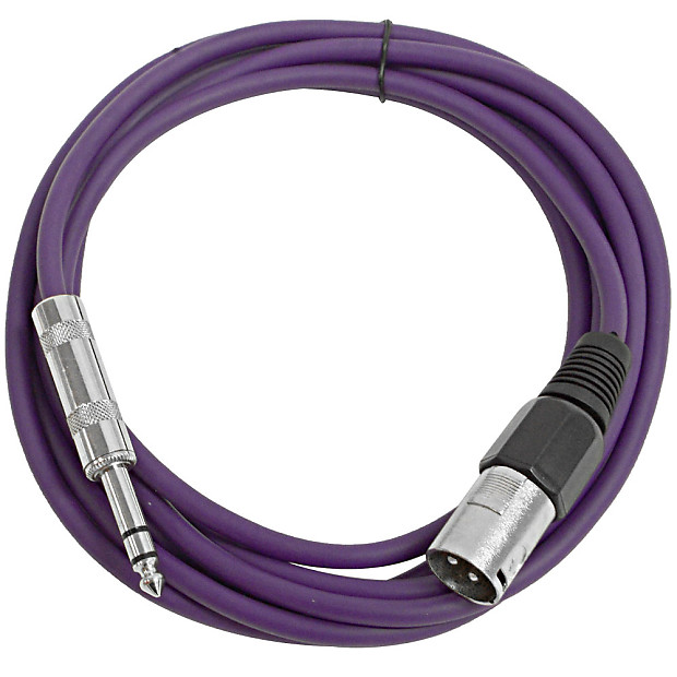 Seismic Audio SATRXL-M10PURPLE XLR Male to 1/4" TRS Male Patch Cable - 10' image 1