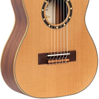 Ortega Guitars 6 String Family Series 1/4 Size Left-Handed Nylon Classical Guitar w/Bag, Cedar Top-Natural-Satin, (R122-1/4-L) image 8