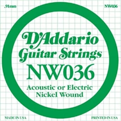 D'Addario NW036 Nickel Wound Electric Guitar Single String, .036 image 1