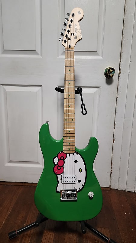 Final Price Drop! Fishbone Hello Kitty Stratocaster Green Sour Puss Guitar image 1
