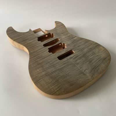 HSH Unfinished Mahogany Wood Guitar Body with Tiger Maple image 2