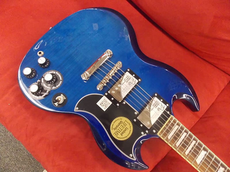 Epiphone G-400 Deluxe Limited Edition Trans Blue Flame Top