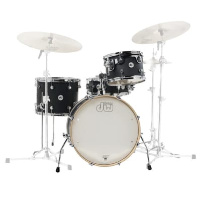 DW Design Series Frequent Flyer 4-Piece Maple Shell Pack, Black Satin Lacquer 20