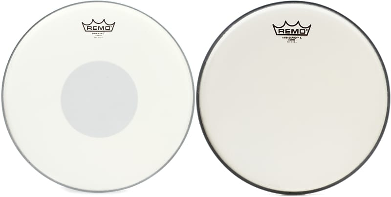 Remo Emperor X Coated Drumhead - 14 inch - with Black Dot  Bundle with Remo Ambassador X Coated Drumhead - 12 inch image 1