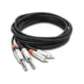 Hosa HPR-003X2 Dual REAN 1/4 in TS to RCA Pro Stereo Cable, 3'