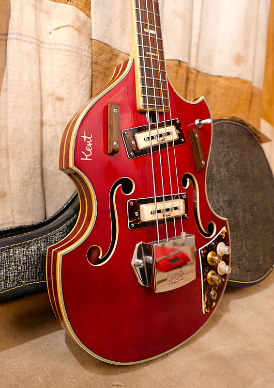 Kent Model 833 Violin Bass Guitar 1968 Cherry Red | Reverb