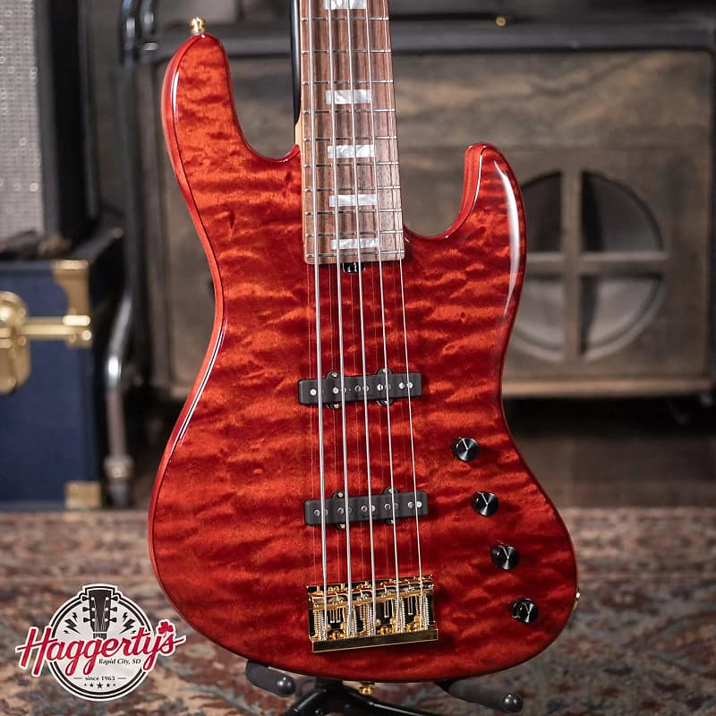 Sadowsky Limited Edition 2023 MasterBuilt 21-Fret 5-String Standard J/J  Bass - Majestic Red Transparent