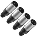 4 PACK 3 PIN Male XLR Cable Connector - Microphone plug