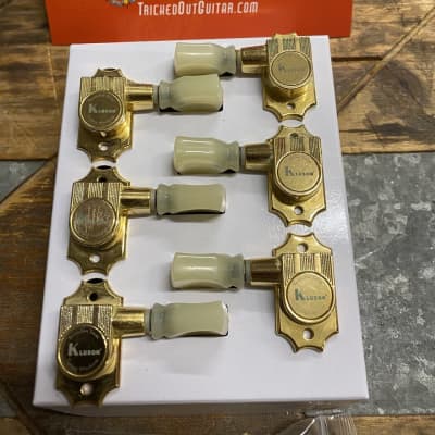 Real Life Relics Kluson 3 + 3 Revolution Series G Mount Tuning Machines 19:1 Ratio KRG-3-GP for sale