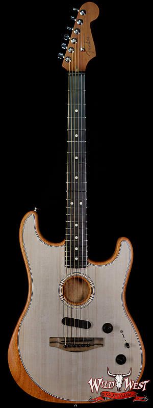 Fender American Acoustasonic Stratocaster Ebony Fingerboard Transparent Sonic Blue image 1