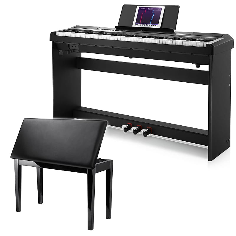 Digital Piano With Stand + Duet Piano Bench With Storage Reverb