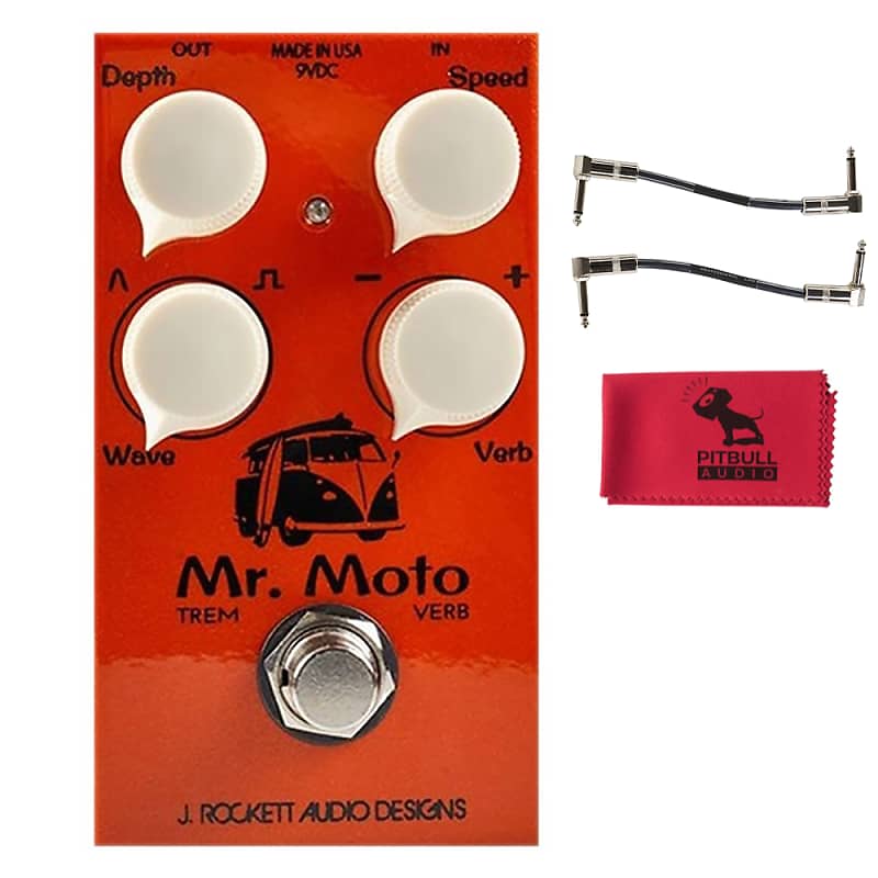 J. Rockett Audio Designs Mr. Moto Tremolo Guitar Pedal w/ Patch Cables &  Cloth