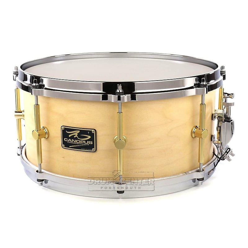Canopus 'The Maple' 10ply Snare Drum 14x6.5 w/Cast Hoops Natural Oil image 1