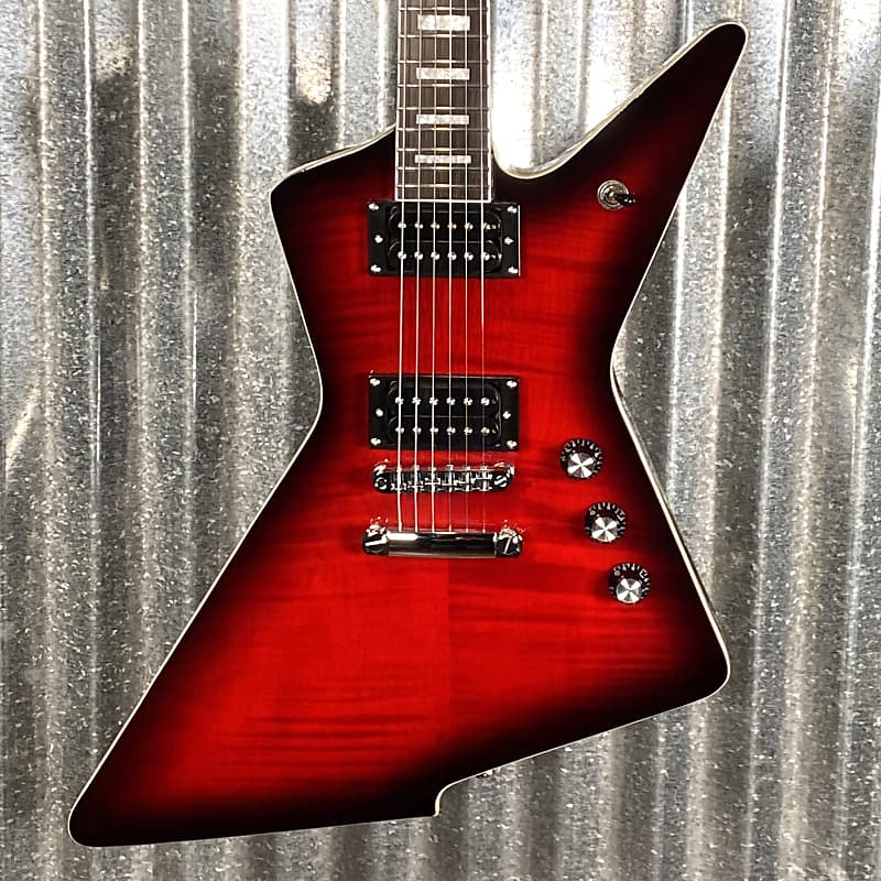 Westcreek Revenge Explorer Flame Transparent Red Burst Guitar | Reverb