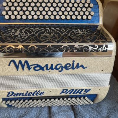 Maugein Chromatic 90s - Custom for a professional accordionist silver speckle with blue speckle image 2