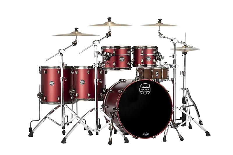 Mapex Saturn Evolution Workhorse 5pc Maple Shell Pack No Snare Tuscan Red SE628X image 1