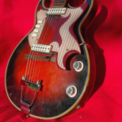 1960's Eko Florentine II Red Burst Electric Guitar Made in Italy image 6