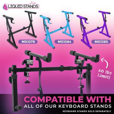 Liquid Stands 2 Tier Keyboard Stand Attachment - Adjustable Electric Digital Piano Stand for 54 - 88 Key Music Keyboards & Synths - Double Stand Extender for Square Tube Z Style Stands image 5
