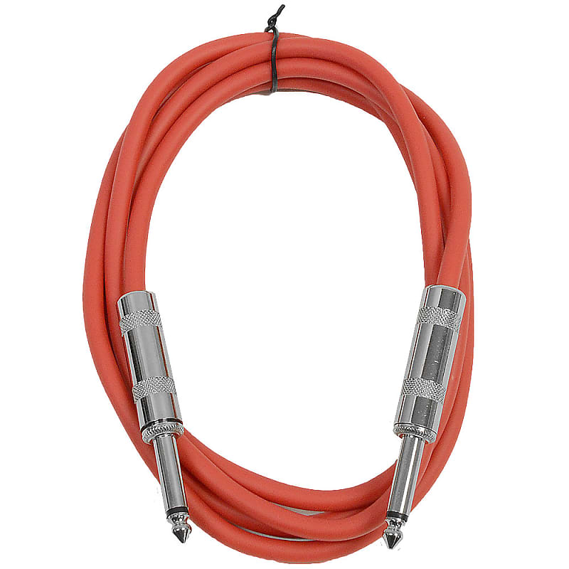 SEISMIC AUDIO - Red 1/4" TS 6' Patch Cable - Effects - Guitar - Instrument image 1