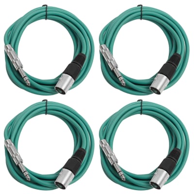 4 Pack of 1/4 Inch to XLR Male Patch Cables 10 Foot Extension Cords Jumper - Green and Green image 1
