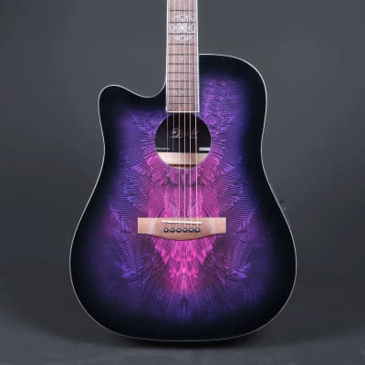 Lindo Left Handed Purple Swallow Electro Acoustic Guitar Dreamcatcher Inlay + Padded Gigbag for sale