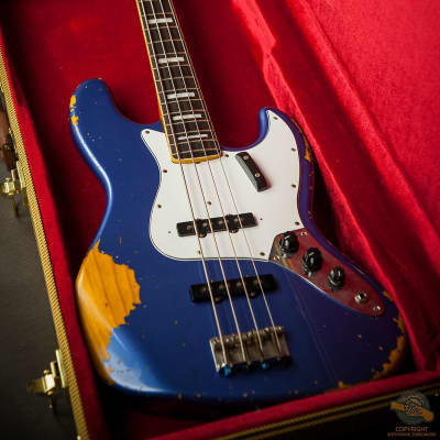 Fender Japan '75 Reissue Jazz Bass Relic, Amparo Blue Nitro image 8