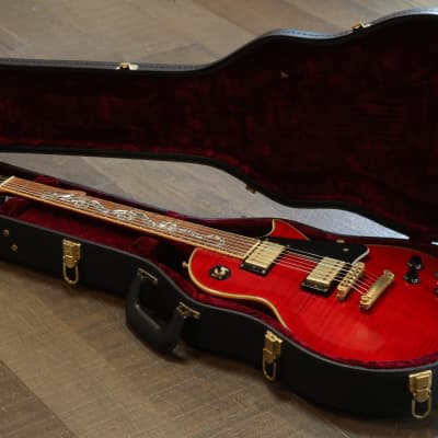 Jay Turser Serpent Les Paul Stle Guitar Trans Red Flametop + Case image 20
